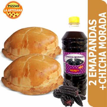 2 EMPANADA DE POLLO/CARNE+CHICHA MORADA NATURAL 300ml